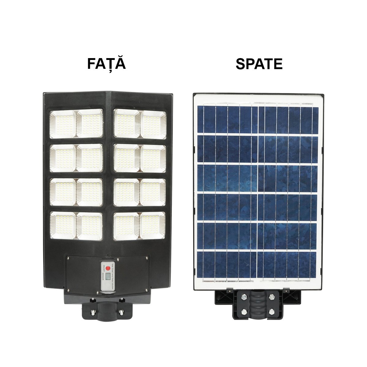 Lampa solara LED 300W iluminat stradal 6500K cu panou solar, telecomanda, senzor miscare si prindere pe stalp Breckner Germany